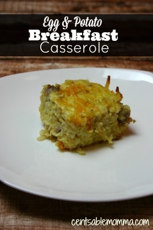 This Egg and Potato Breakfast Casserole (with shredded hash browns) is perfect for holiday breakfasts, brunches, potluck breakfasts and more since you mix it up beforehand and just pop in the oven.