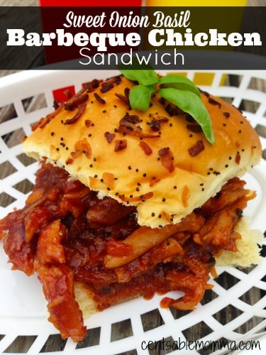 Pulled Chicken Sandwiches with Sweet Onion Basil Barbeque Sauce Recipe ...