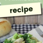 chicken and broccoli penne with parmesan in a bowl