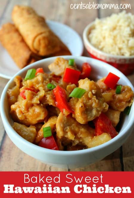 If you're looking for a tasty meal for dinner, you'll want to check out this Baked Sweet Hawaiian Chicken recipe with a Hawaiian Sauce made with pineapple juice, soy sauce, red bell peppers, and more.