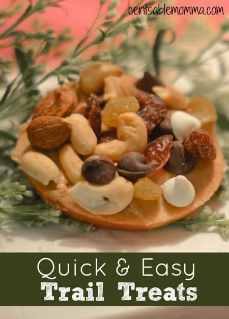 If you're looking for a fun summer or after-school snack, you'll love these Quick & Easy Healthy Trail Treats made with just apples, nut butter, and trail mix.
