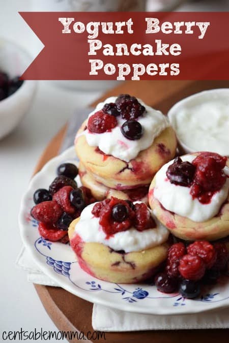 Add a twist to your normal pancake breakfast with this Yogurt Berry Pancake Poppers recipe. You can amp up the taste with berry flavored yogurt, and they're easy to make ahead, freeze, and reheat when needed.