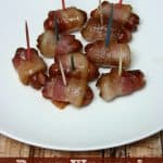 If you're looking for a fun snack for a Game Day party or an appetizer for a holiday party, these Bacon-Wrapped Smokies are perfect! They have both a hint of sweet and a hint of salty...and who doesn't love bacon!