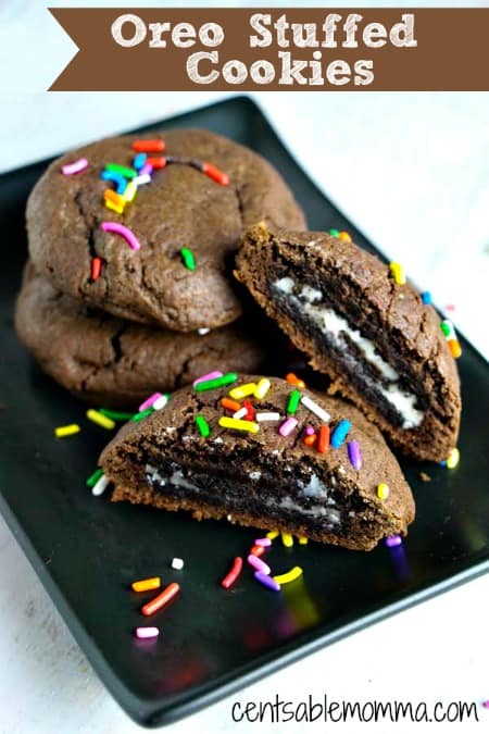 You'll find an Oreo surprise baked inside this Oreo Stuffed Cookies recipe. Perfect as an everyday cookie, a holiday party, or even a cookie exchange.