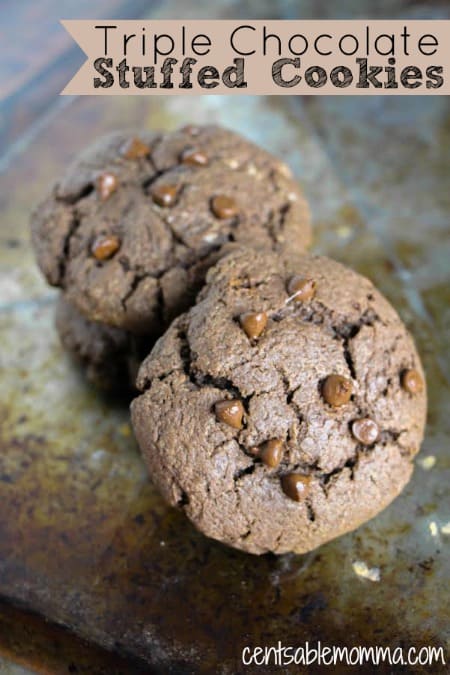 These Triple Chocolate Stuffed Cookies are not only super-chocolately, but they contain a fun chocolate surprise inside. They're perfect as an everyday cookie or for a cookie exchange or holiday party.