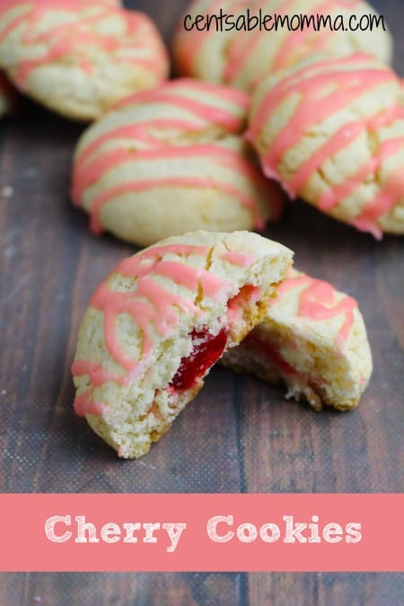 These Cherry Cookies are perfect for Valentine's Day with a fun cherry surprise inside. They are made with cake mix, and are super moist.