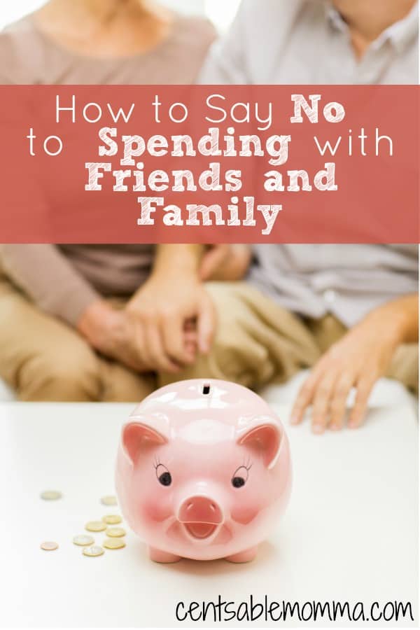 You want to stay on budget and pay off debt (or save for a big goal), but then friends and family ask you to spend money eating out or shopping. Check out these tips for how to save no to spending with friends and family.