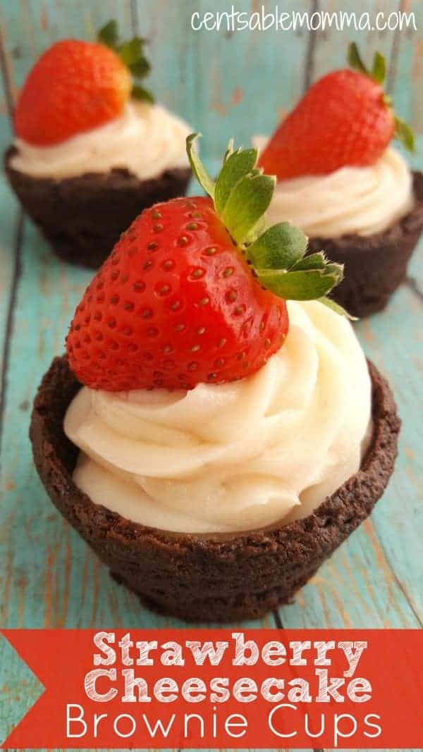 Easily create this fun and delicious Strawberry Cheesecake Brownie Cups recipe. Made with no-bake cheesecake and brownie mix from a box, they're a delicious brownie bottom dessert.