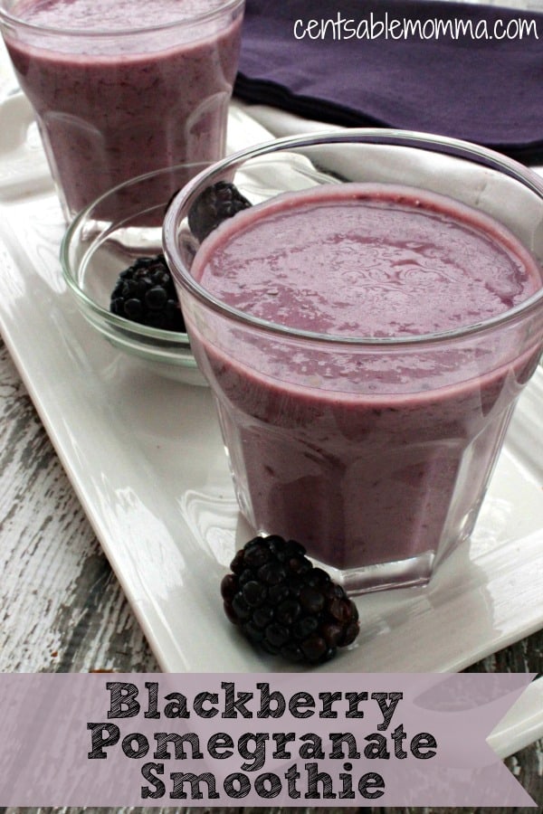 Easily create this delicious Blackberry Pomegranate Smoothie in the morning for breakfast. Just four ingredients needed!