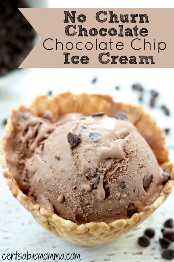 Cool down this summer with this delicious and easy No Churn Chocolate Ice Cream with Chocolate Chips recipe. No ice cream maker needed!