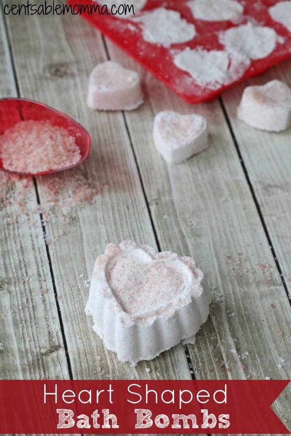 Easily create these fun and fizzy Heart Shaped Bath Bombs with your favorite essential oils and Himalayan pink salt. Give them as gifts for Valentine's Day or use them for your own relaxing bath!
