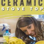 woman cleaning ceramic stove top