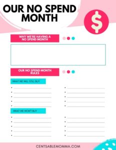 no spend month printable worksheet