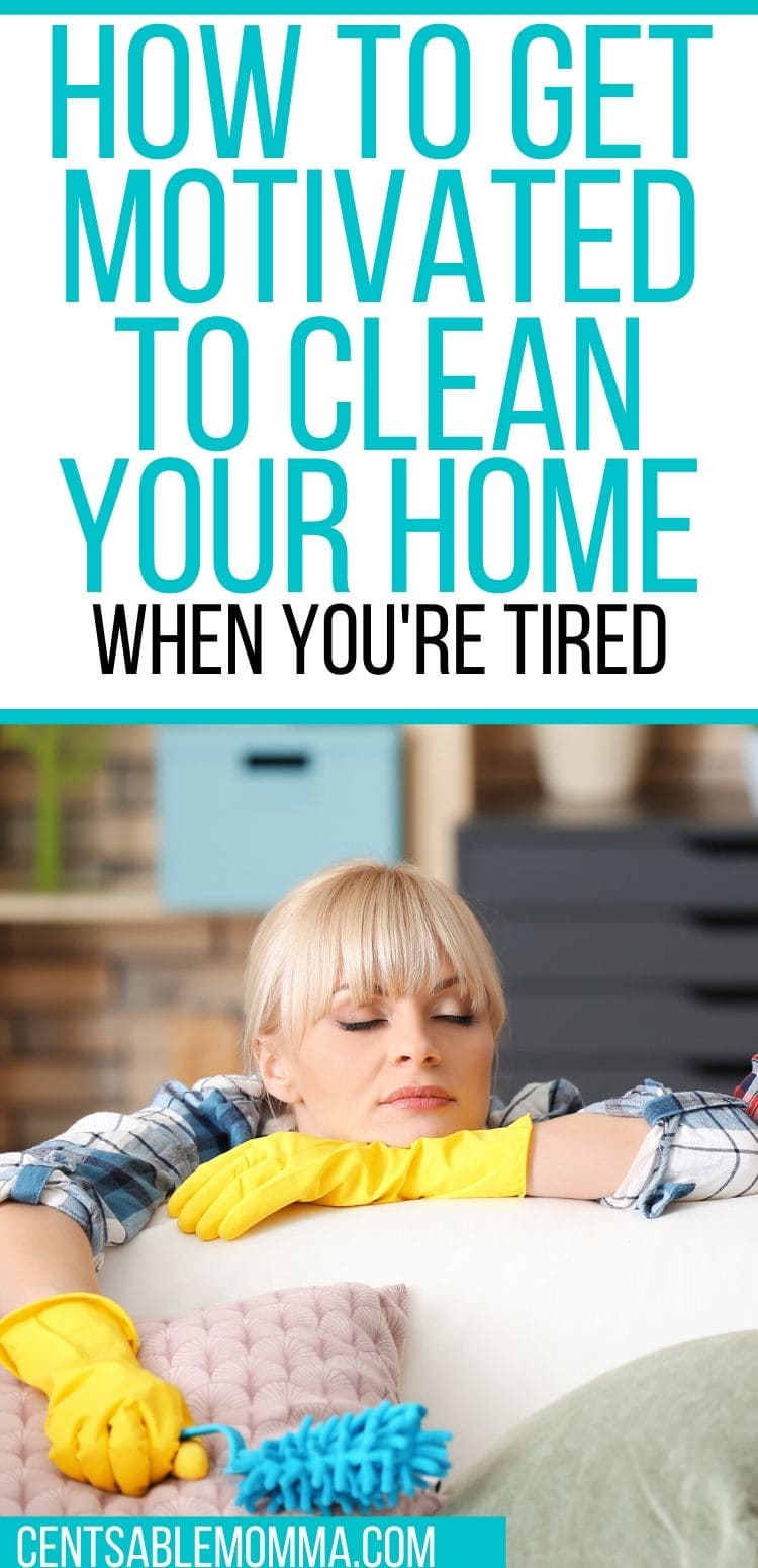 woman falling asleep while cleaning