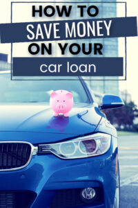 pink piggy bank sitting on the hood of a blue car with text overlay